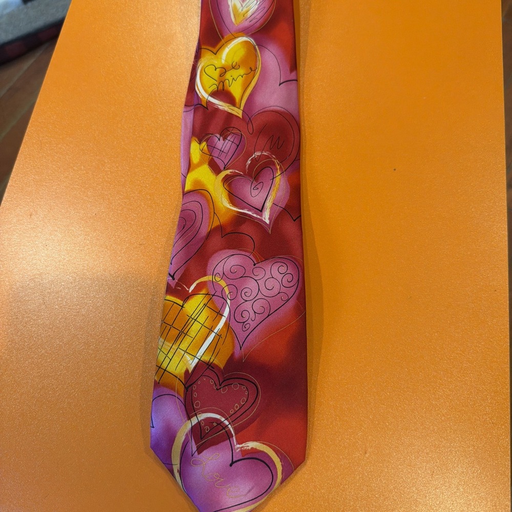 J. Garcia Lust Collection Fifty-Six Red Silk Heart Valentine Mens Tie Jerry
